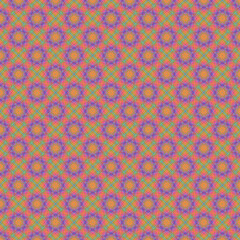 Orange and green seamless pattern with flowers