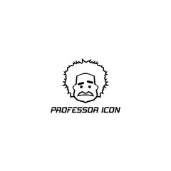 Old man logo. Professor scientist icon isolated on white background