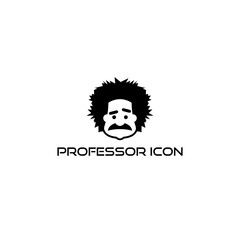 Old man logo. Professor scientist icon isolated on white background