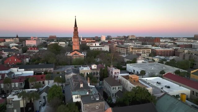 aerial st philips church fly by in charleston sc, south carolina