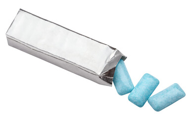 Blue chewing gum package isolated on transparent background
