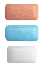 Set of various chewing or bubble gum isolated on transparent background