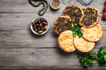 Manakeesh, zaatar arabic flat bread