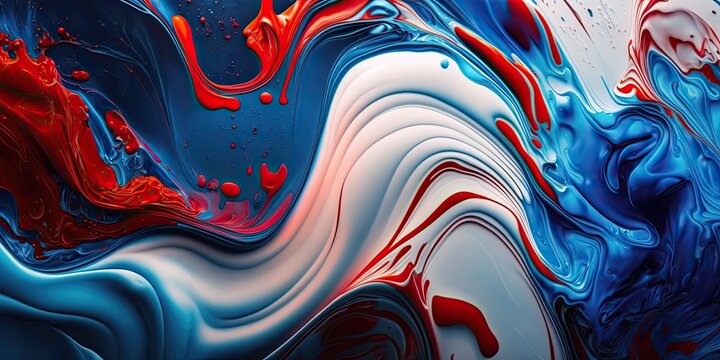 Red White and Blue Liquid Paint Banner (Generative AI)