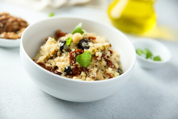 Couscous with sun dried tomatoes and olives