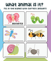 What animal is this worksheet. Educational worksheet for preschool. Writing practice for children. Vector illustration.