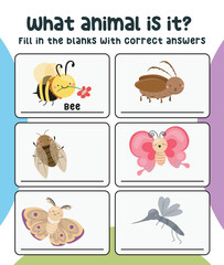 What animal is this worksheet. Educational worksheet for preschool. Writing practice for children. Vector illustration.