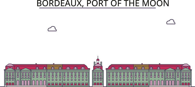 France, Bordeaux City tourism landmarks, vector city travel illustration