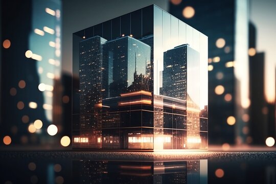 Commercial Building Landscape. Blur Background for Business