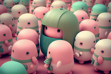 cute Large robot army. AI generated