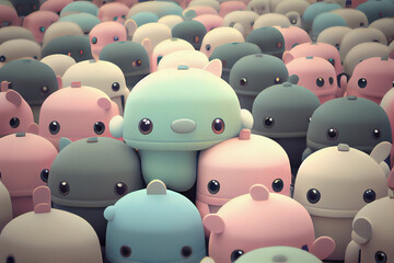 cute Large robot army. AI generated