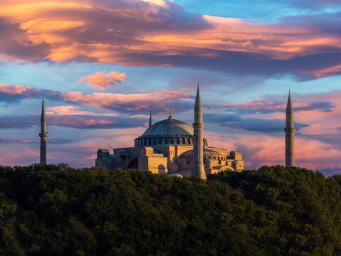 Hagia Sophia Mosque At Sunset