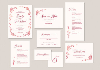 Wedding Suite Layout with Floral Illustrations
