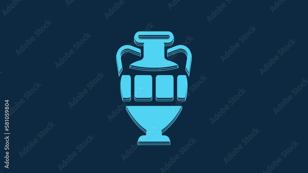 Sticker Blue Ancient amphorae icon isolated on blue background. 4K Video motion graphic animation