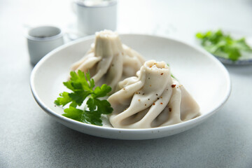 Traditional Georgian dumplings with black pepper