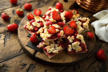 Homemade strawberry pie with streusel