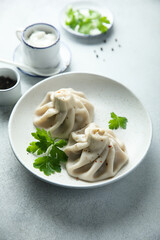 Traditional Georgian dumplings with black pepper