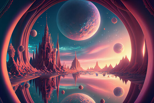 Interdimensional travel and parallel universes, generative ai illustration