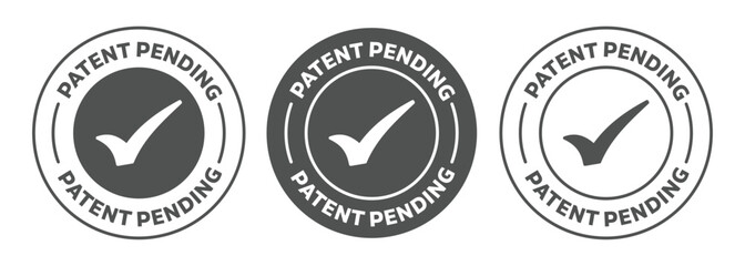 Patent pending icon. Black and White rounded vector stamp of patent pending. logo, vector, badge, stamp, Sign, Seal emblem of patent pending. - obrazy, fototapety, plakaty