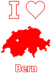 Schweiz Karte mit der Stadt Bern in Flagge Farbe