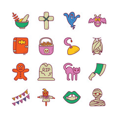 Halloween Vector Hand Draw Filled Outline icon style illustration. EPS 10 Files  Set No. 2