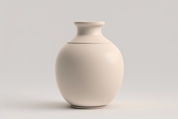 A Plain Beige Vase on White. Generative AI