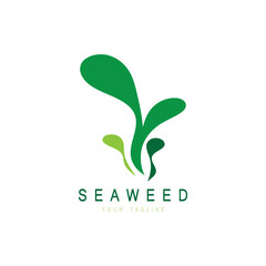 Seaweed vector logo icon illustration design.includes seafood,natural products,florist,ecology,wellness,spa.