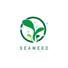 Seaweed vector logo icon illustration design.includes seafood,natural products,florist,ecology,wellness,spa.