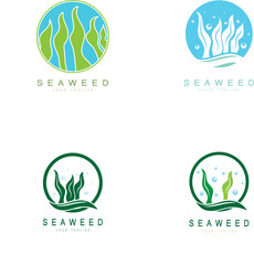 Seaweed vector logo icon illustration design.includes seafood,natural products,florist,ecology,wellness,spa.
