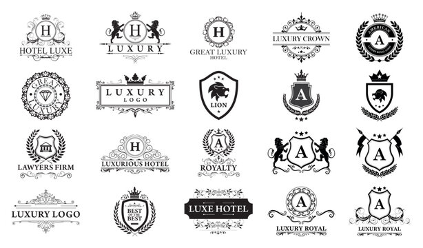 Great Luxury Set, Royal and Elegant Logo Vector Design	