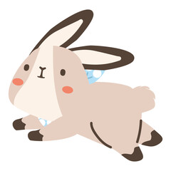 Cute white bunny cartoon flat