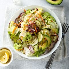 Healthy vegetable salad with avocado