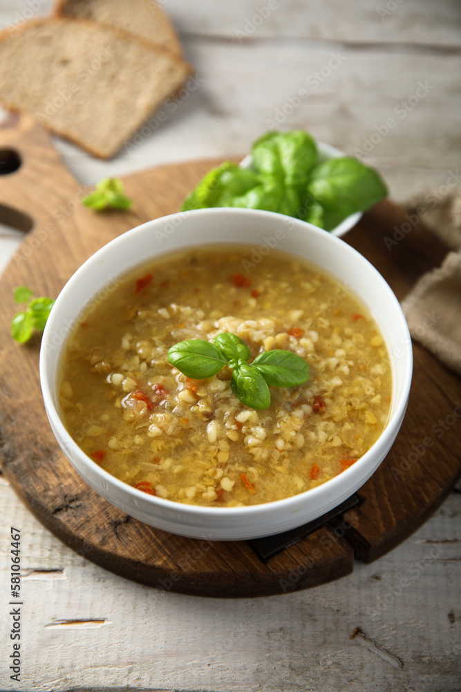 Canvas Prints homemade lentil soup with vegetables