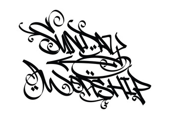 black white graffiti tag SUNDAY WORSHIP