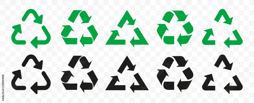 Poster set of recycle arrow symbol. recycling icon collection