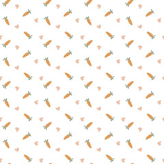 Carrots seamless pattern, Cute carrots repeat design, Vegetable endless background, Kitchen textile ornament, Easter backdrop,  Simple ornage carrots wallpaper