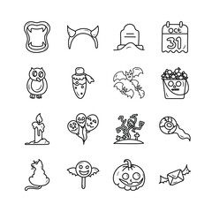 Halloween Vector Hand Draw Outline icon style illustration. Set 4