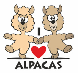 Ich liebe Alpakas - zwei niedliche Comic-Alpakas