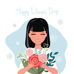 8 march, International Women s Day. Vector template with lettering design. Vector illustration.
