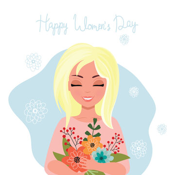 8 march, International Women s Day. Vector template with lettering design. Vector illustration.