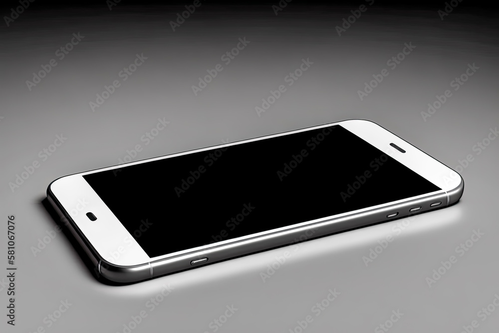 Aufkleber a smooth black mobile phone with a blank screen sits alone, inviting exploration - generative ai.