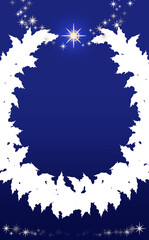 クリスマス☆縦型イラスト素材 リース大のシルエットとキラキラ星 赤背景 色違い・差分有