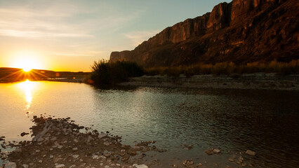Rio Grande river flows through Santa Elena Canyon in Big Bend National Park