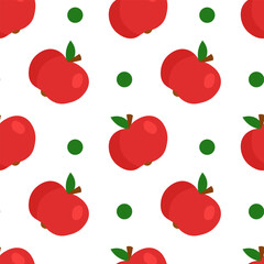 Red apples fruity seamless pattern for print. Juicy cartoon illustrations.