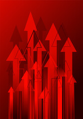 Financial Arrow Graph. Red arrows up background. Vector illustration