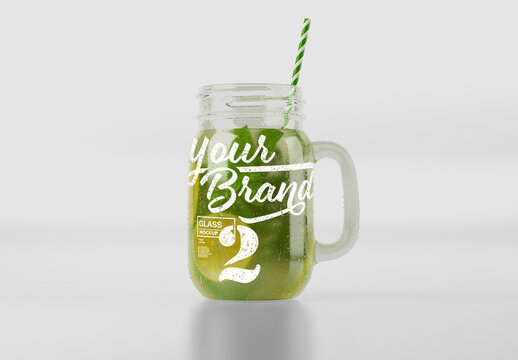 Mason Jug with Mojito Mockup