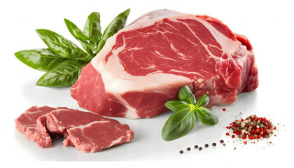 beef, butchery meat, isolated, white background, generative ai