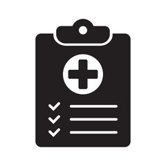 Obraz premium Medical history icon, medical report symbol. Health care clipboard icon. Medical card icon.