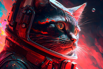 A close up of a cat wearing a space suit. Generative AI