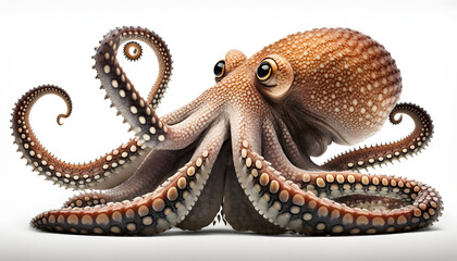 sea octopus, fishmonger, isolated, white background, generative ai